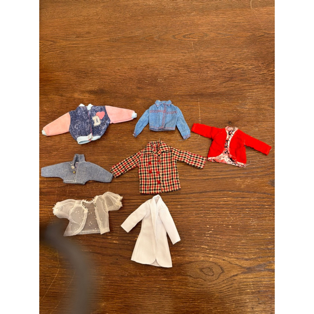 Vintage Barbie Jacket Lot 7 Pieces 80s 90s Genuine Denim Coat Blazer Doll Clothe